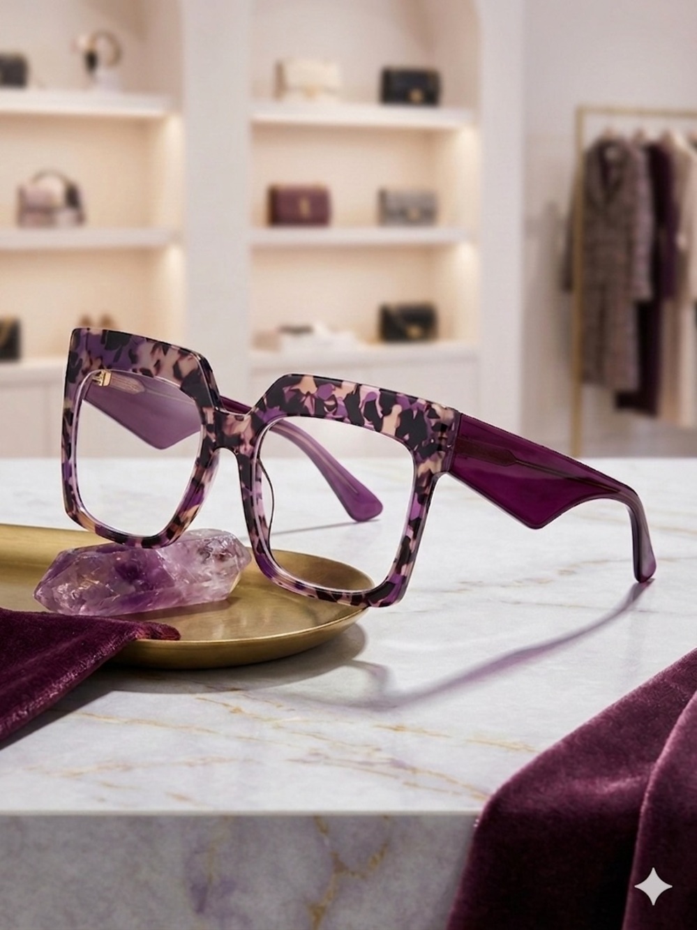 Purple Tortoiseshell Square Sunglasses for Women